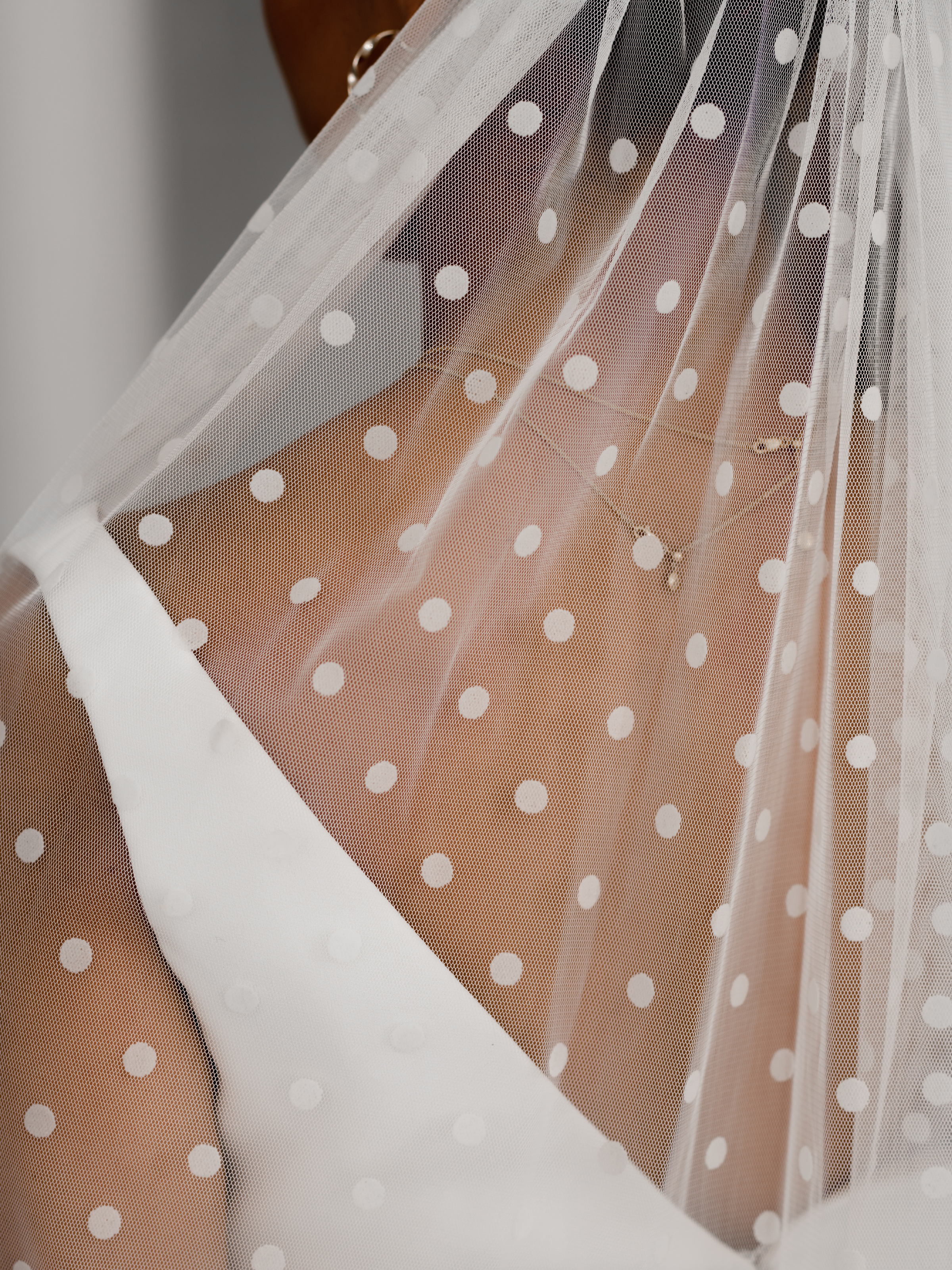 1pc Women Polka Dot Pattern Elegant Bridal Veil For Wedding