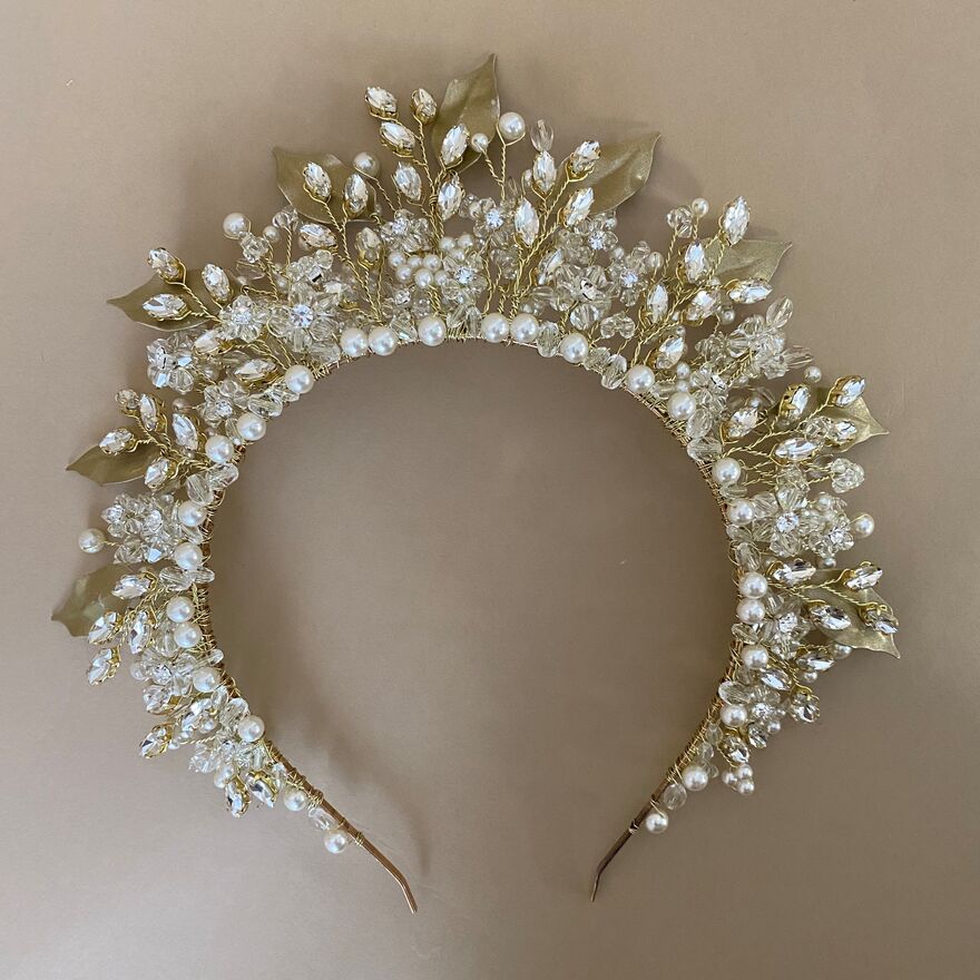 Lilibet Large Crystal & Leaf Tiara