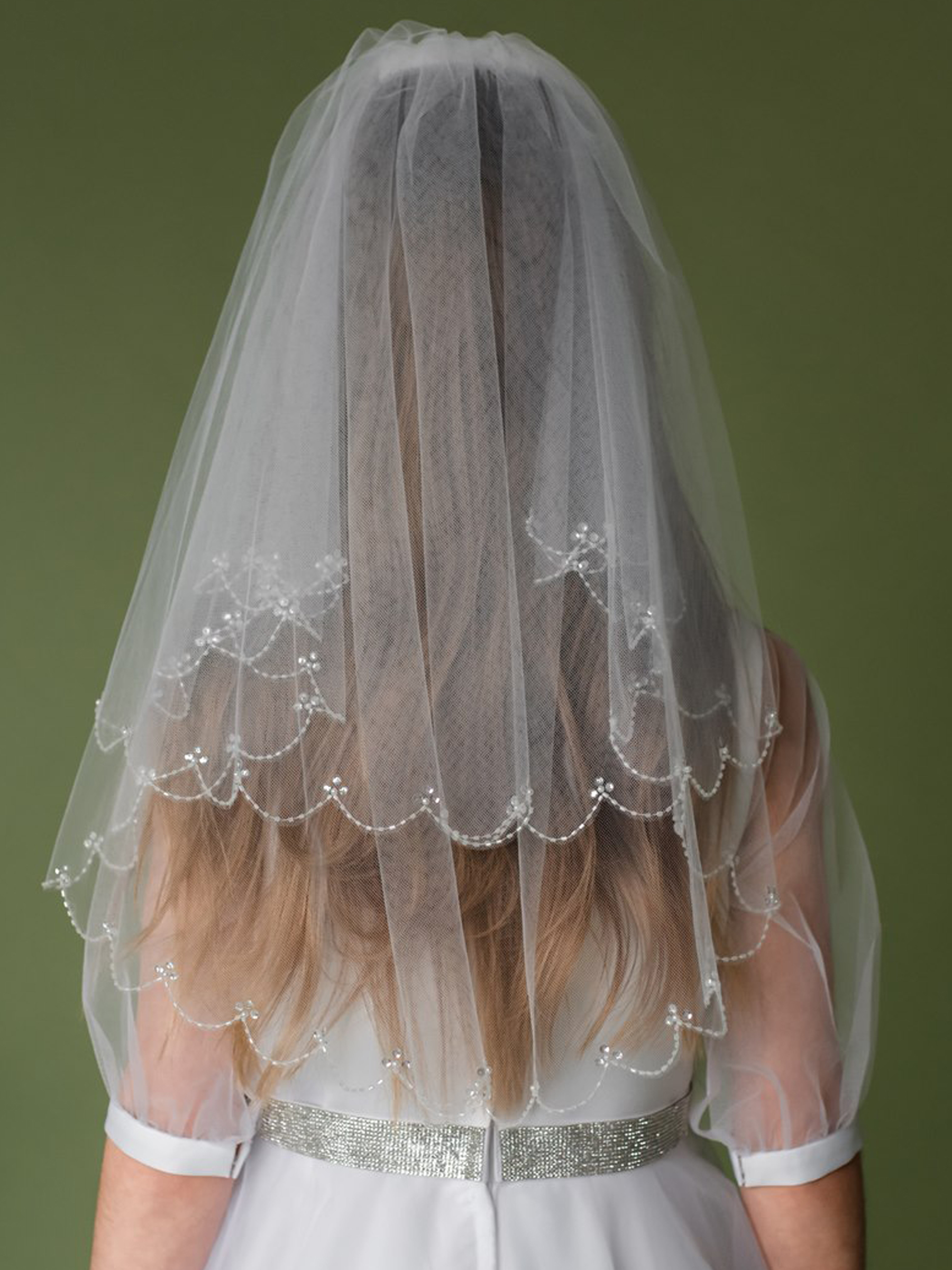 2 Tier Lace First Communion Veil Fast Shipping -  Finland